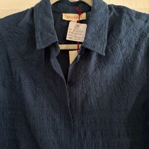 Solitaire women’s Embroidered Navy Shirt